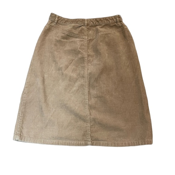 Eddie Bauer women size 4 tan midi corduroy slit front skirt belt loops pockets - Picture 2 of 9